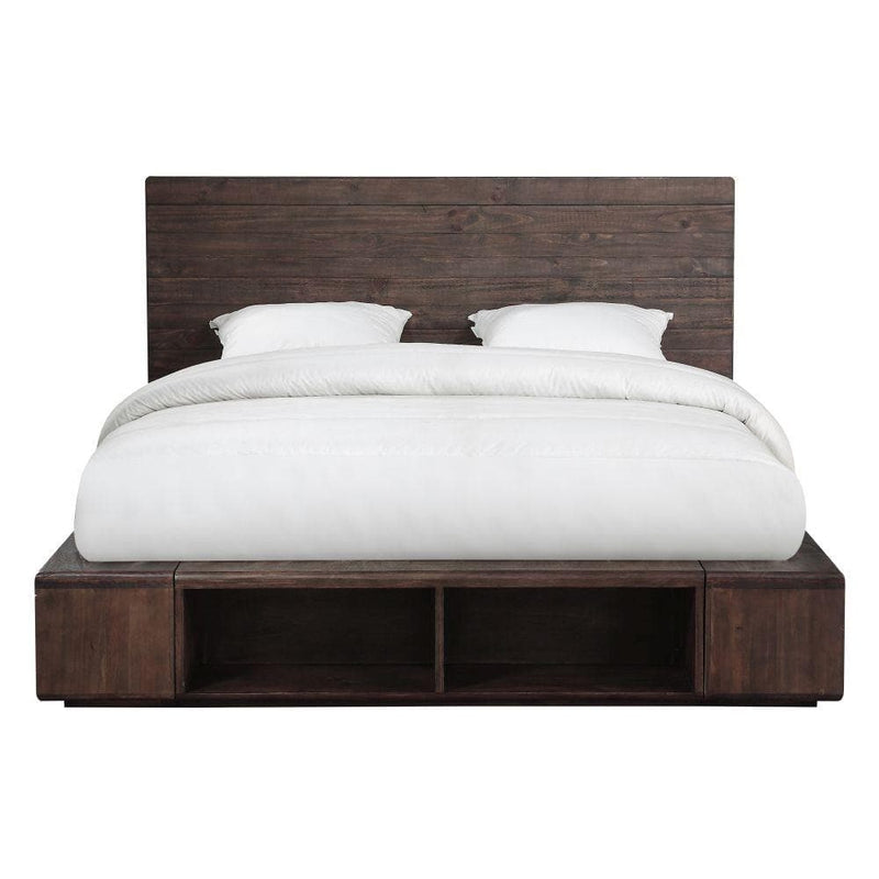 McKinney Solid Wood Low Platform Storage Bed in Espresso Pine