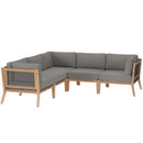 Clearwater Outdoor Patio Teak Wood 5-Piece Sectional Sofa