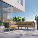 Clearwater Outdoor Patio Teak Wood 5-Piece Sectional Sofa