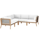 Clearwater Outdoor Patio Teak Wood 5-Piece Sectional Sofa