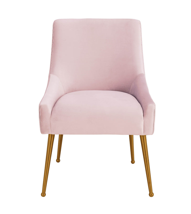 Beatrix Pleated Velvet Dining Chair Gold Legs