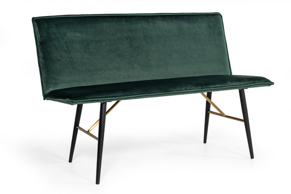 Modrest Billy Modern Green Velvet Dining Bench