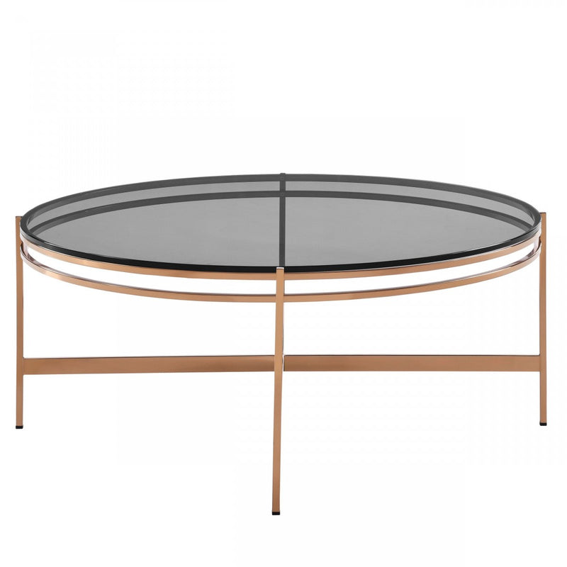 Modrest Bradford - Modern Smoked Glass & Rosegold Coffee Table