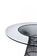 Modrest Chandler - Modern Round Glass & Black Stainless Steel Dining Table