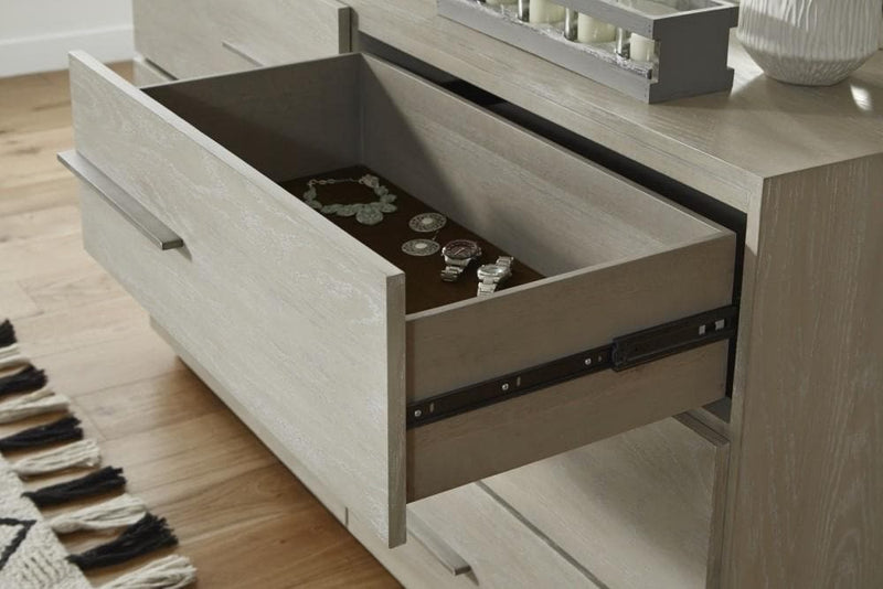 Destination Six Drawer Dresser in Cotton Grey