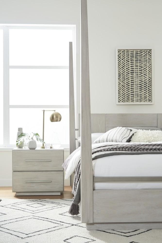 Destination Wood Poster Bed in Cotton Grey