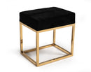 Modrest Downey Blue Velvet & Gold Stool Ottoman