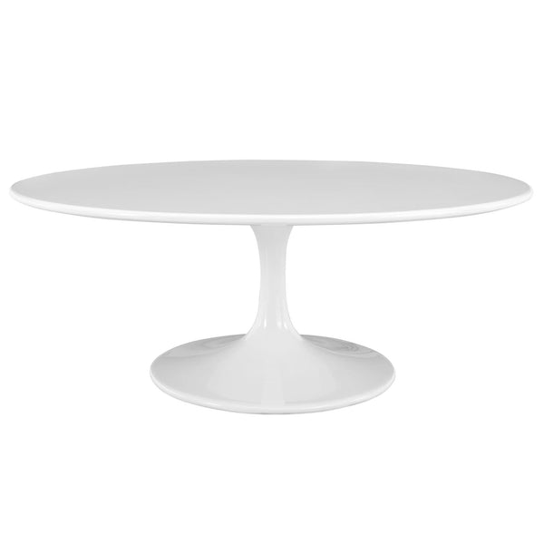 Lippa 42" Oval-Shaped Wood Top Coffee Table in White