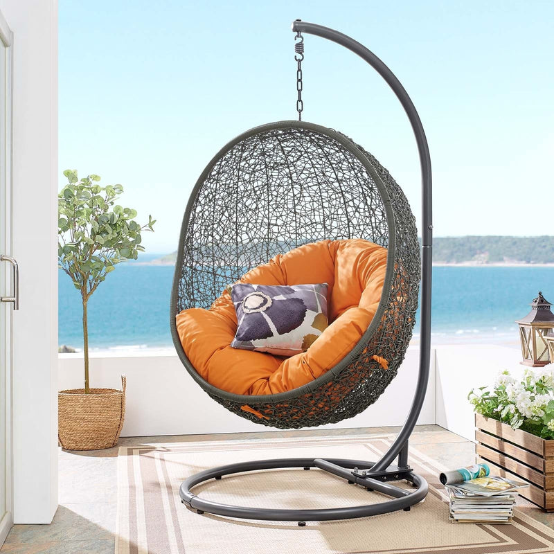 Hide Outdoor Gray Patio Swing Chair With Stand