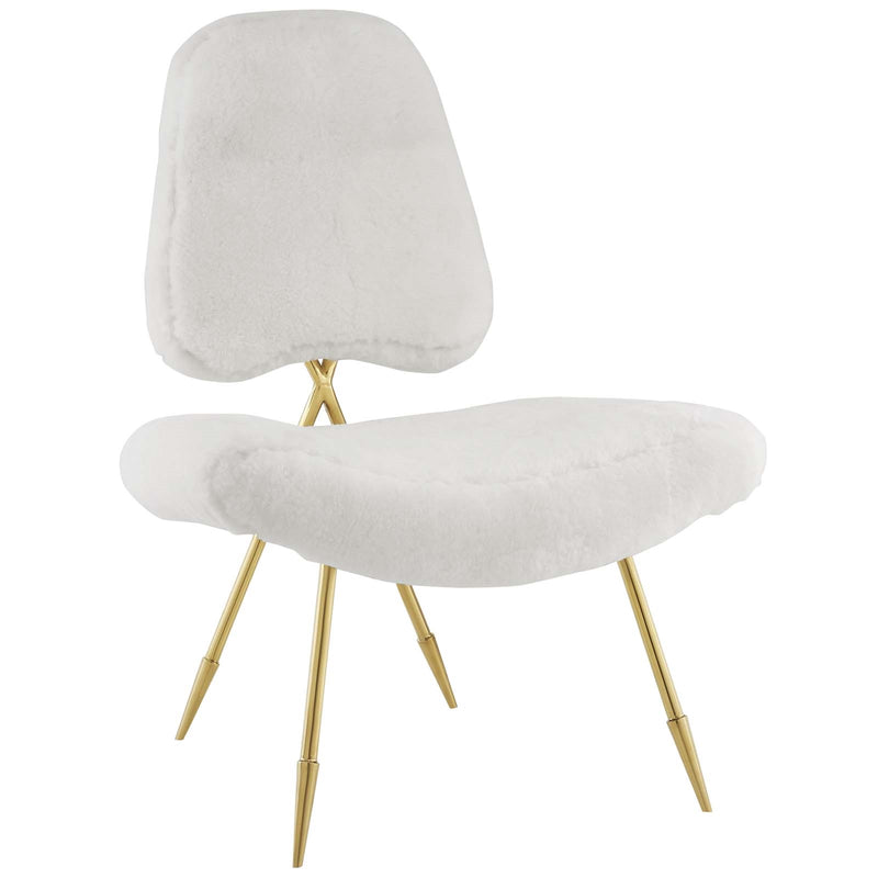 Ponder Upholstered Sheepskin Fur Lounge Chair