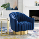 Buoyant Vertical Channel Tufted Accent Lounge Performance Velvet Swivel Chair