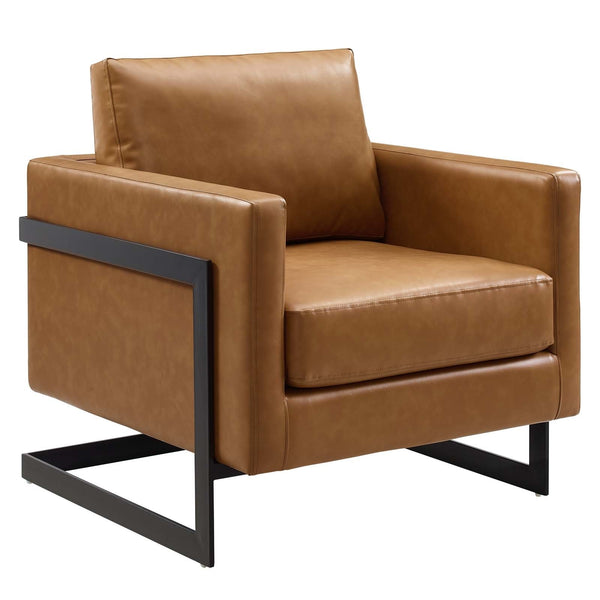 Posse Vegan Leather Accent Chair in Black Tan