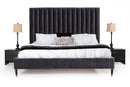 Modrest Hemlock Modern Dark Grey Velvet Bed