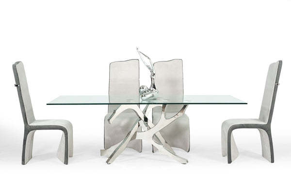 Modrest Legend Modern Glass & Stainless Steel Dining Table