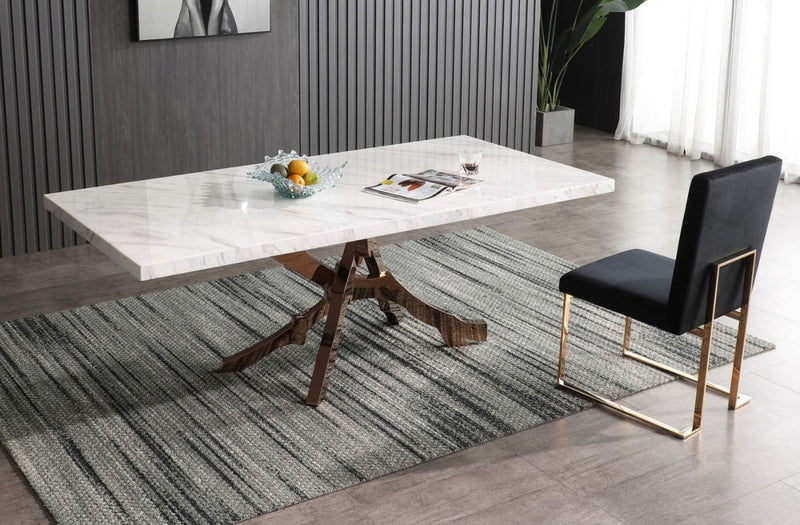 Modrest Legend - Modern White Marble & Rosegold Dining Table