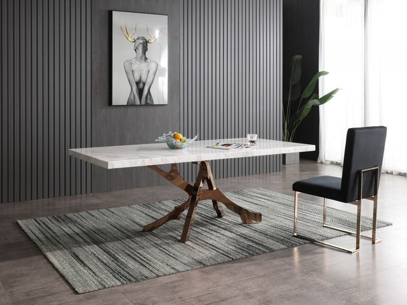 Modrest Legend - Modern White Marble & Rosegold Dining Table