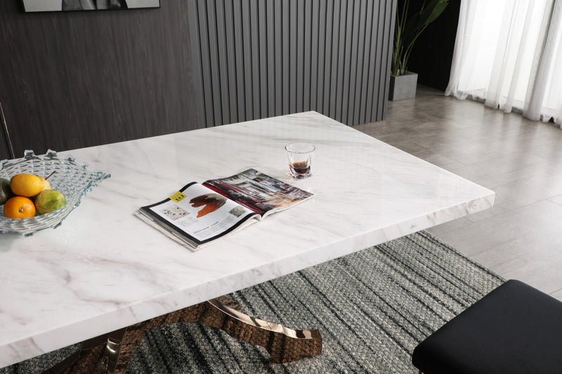 Modrest Legend - Modern White Marble & Rosegold Dining Table