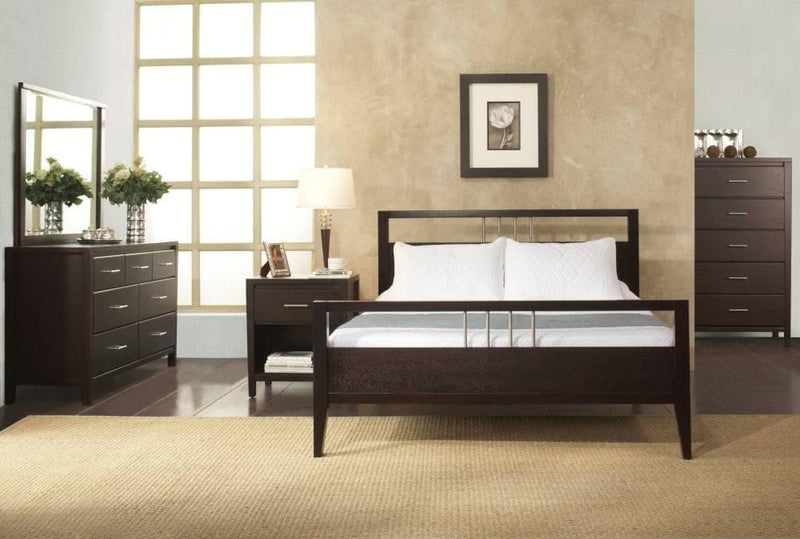 Nevis Wood Platform Bed in Espresso