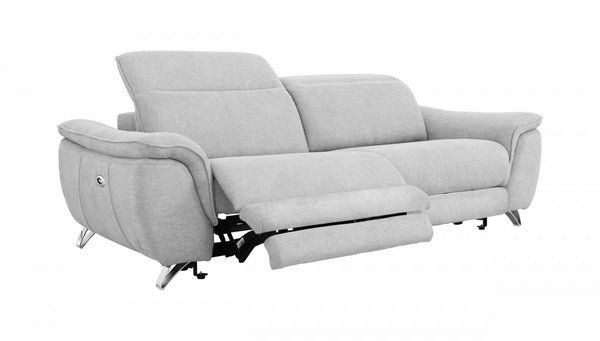 Divani Casa Paul - Contemporary Grey Fabric Loveseat w/ Electric Recliners