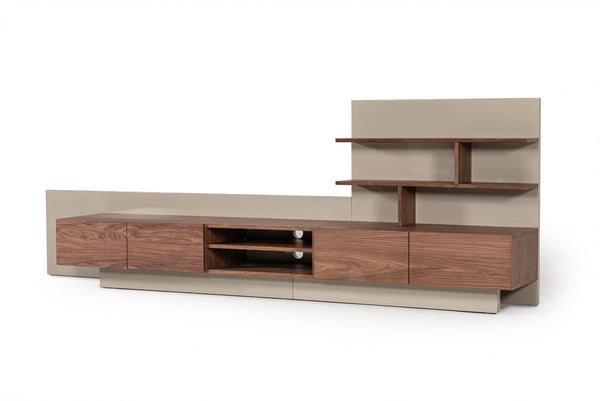 Nova Domus Pompeii Contemporary Grey & Walnut TV Stand