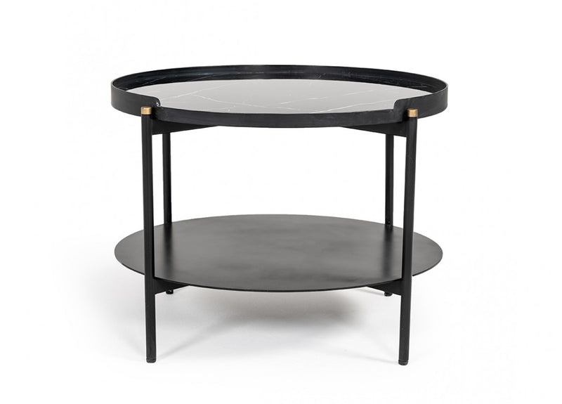 Modrest Randal Modern Round Black Metal Coffee Table