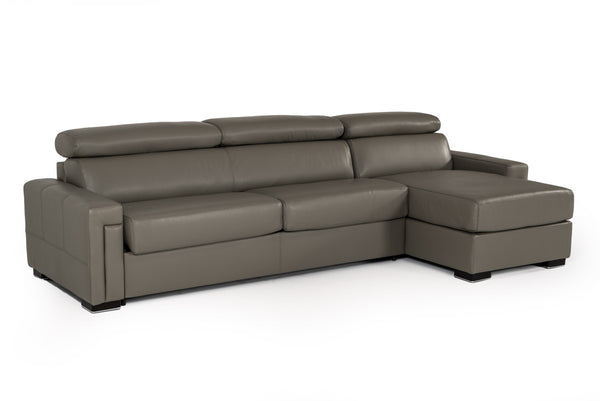 Estro Salotti Sacha - Modern Leather Reversible Sectional Sofa Bed with Storage