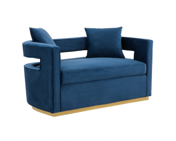 Modrest Wells - Modern Blue Velvet Loveseat